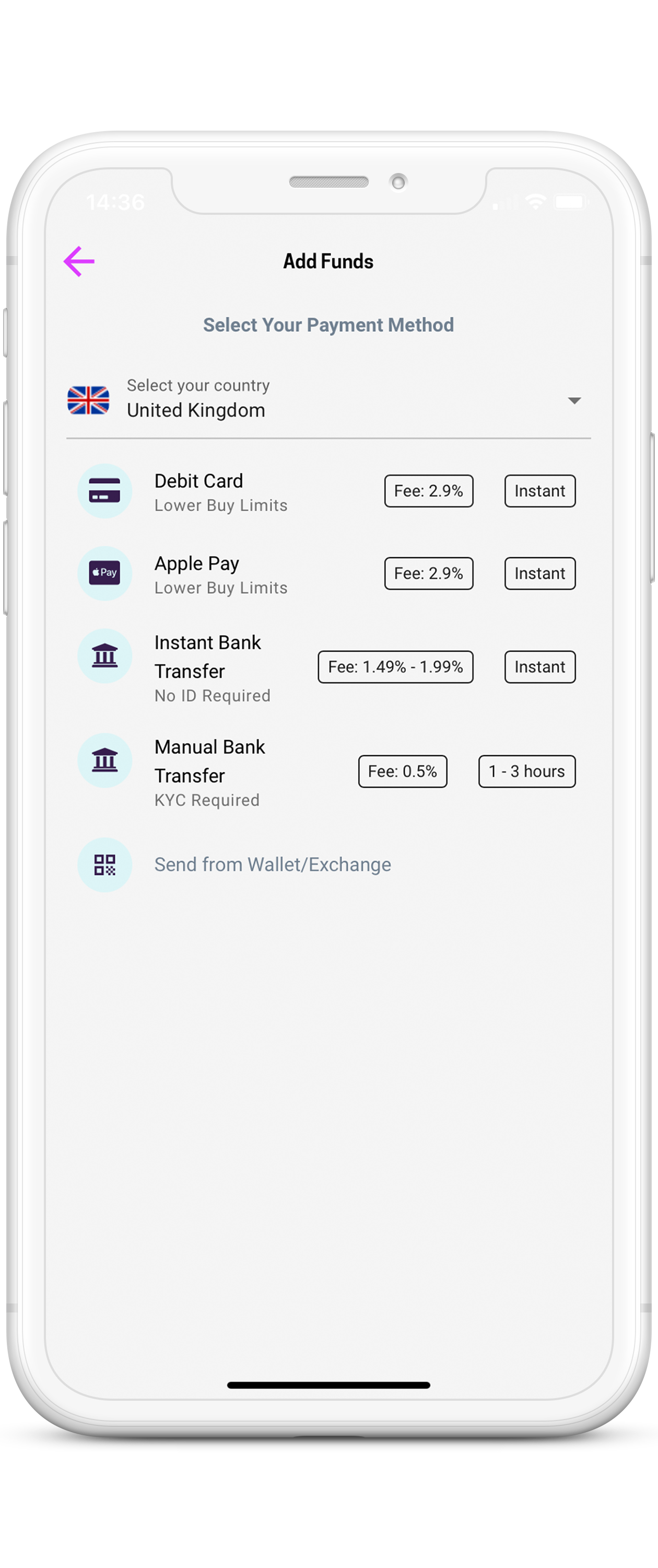 Cent Wallet UI image on iphone